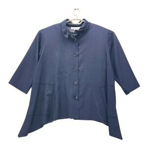 Caroline Rose Chambray Button Up Shirt Blue 3x